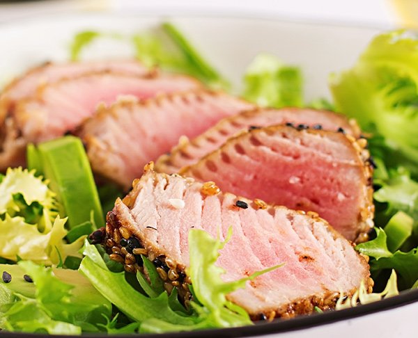 Atum Selado com Mel e Sésamo com Salada de Pepino Wasabi